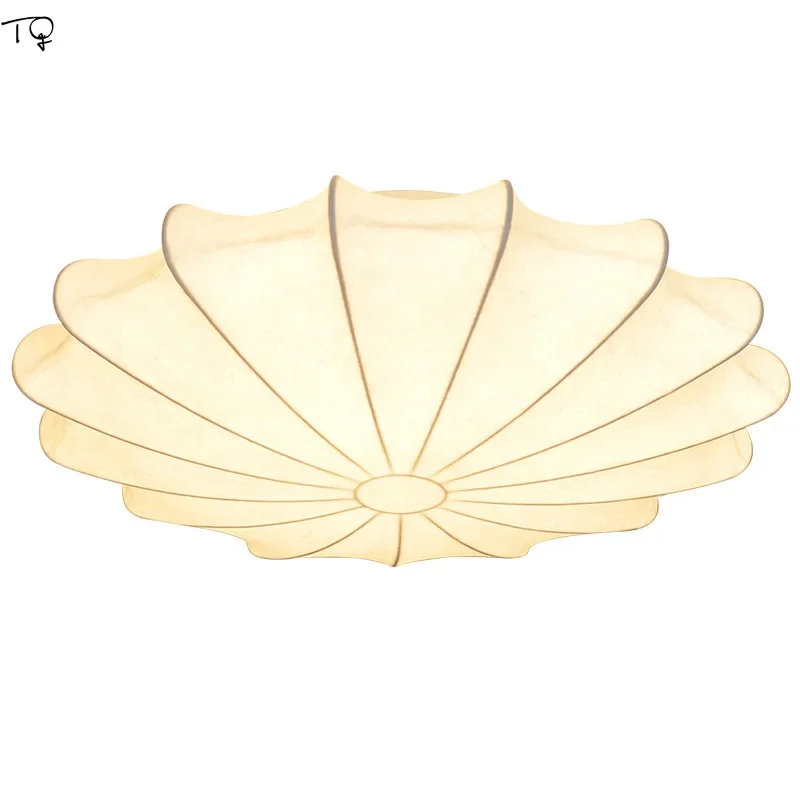 Japanese Korean Warm Classical Zen Art Fabric Silk Led Ceiling Lamp Art Decor Kitchen Study Studio Bedroom Teahouse Living Room