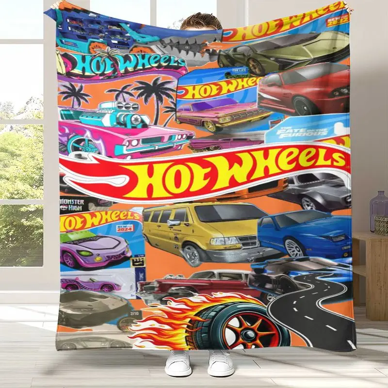H-Hot Wheels Track Cityscape Racing Cartoon Flannel Throw Blanket,Cozy Warm Blanket for Bed,Sofa,Living Room,Camping,Home Decor