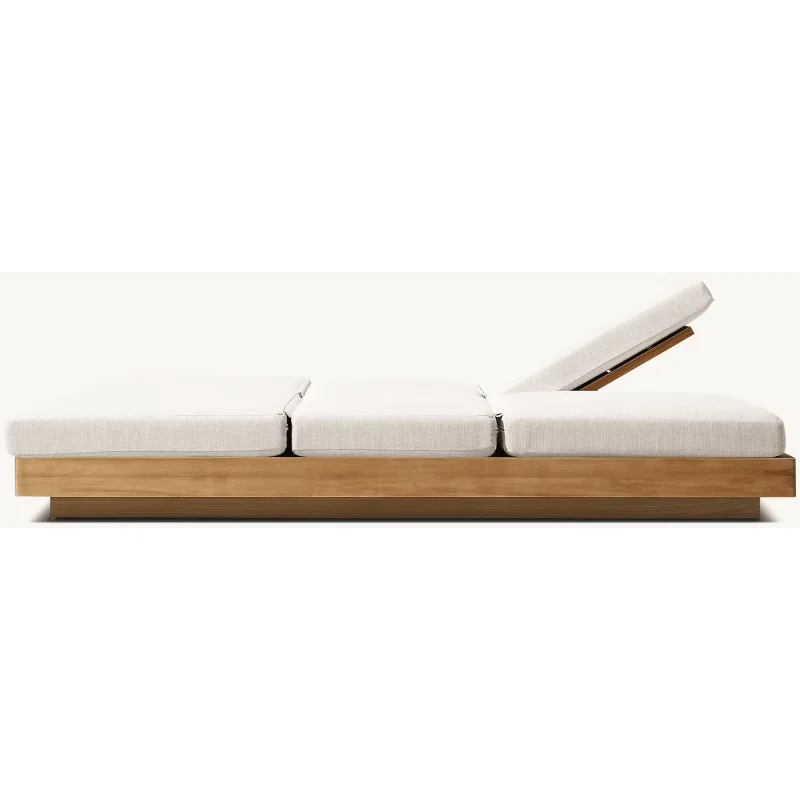 Muebles de exterior de estilo moderno, tumbona doble ajustable de teca, madera Sun