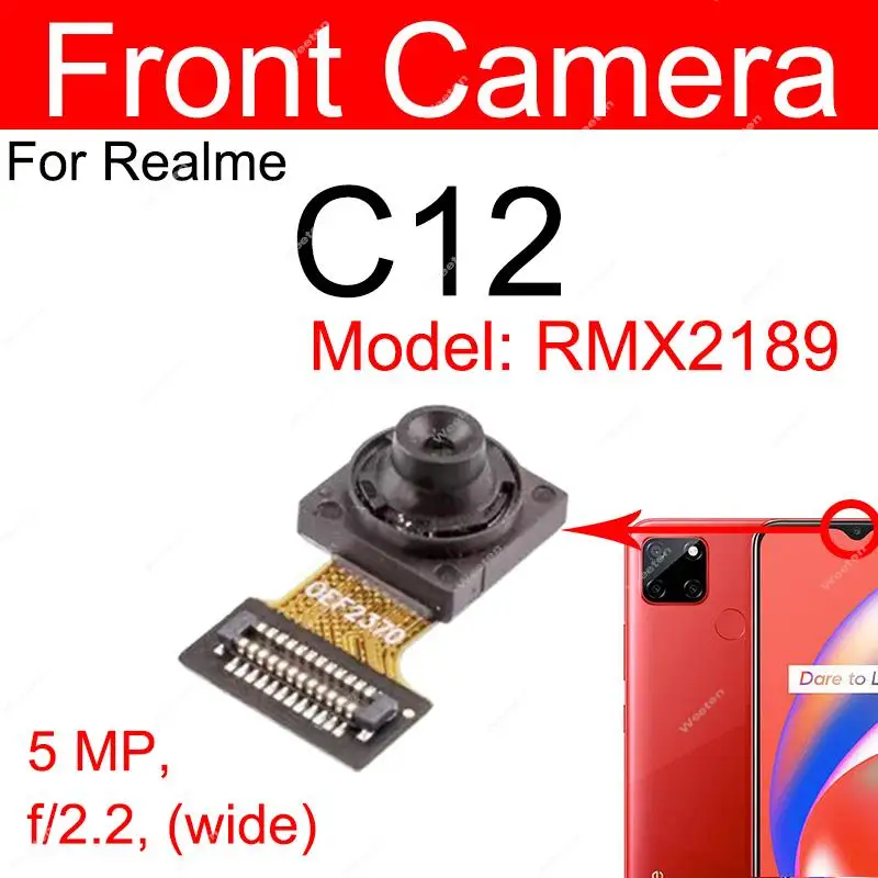 Front Rear Main Camera For Realme C11 C12 C17 C11 2021 Primary Back Front Selfie Facing Camera Module Flex Cable Replacement