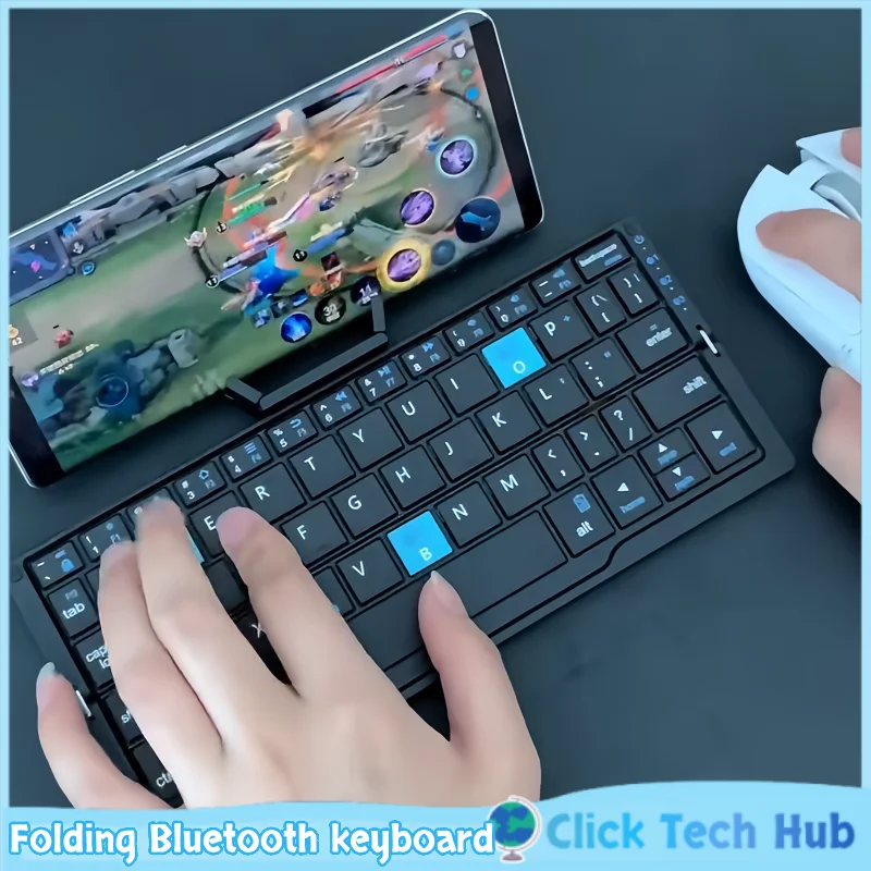 Folding Bluetooth Keyboard Magnetic Bracket Keyboard Mouse Set Suitable For Iphone Mobile Phone Ipad Portable Wireless Keyboard