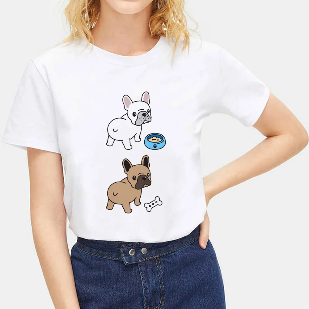 Cartoon Cute Dog Ins Casual Crew-neck Top Short-sleeved T-shirt Woman Women Clothing   Summer polyester fabricTops