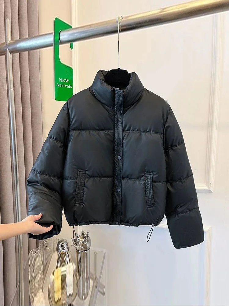 韓国風PUレザーダウンコットンジャケット レディース 2025年新作 冬 小さいサイズ トレンド コットンコート ルーズフィット ロング丈