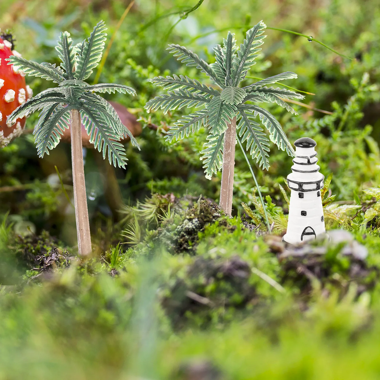 

1Set Microlandscape Mini Beach Style Ornament Summer Scene Decoration Mini Tree Lighthouse Sea Star Accessories