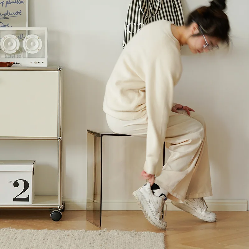 Shoe changing stool Modern simple small apartment sofa Transparent edge and corner