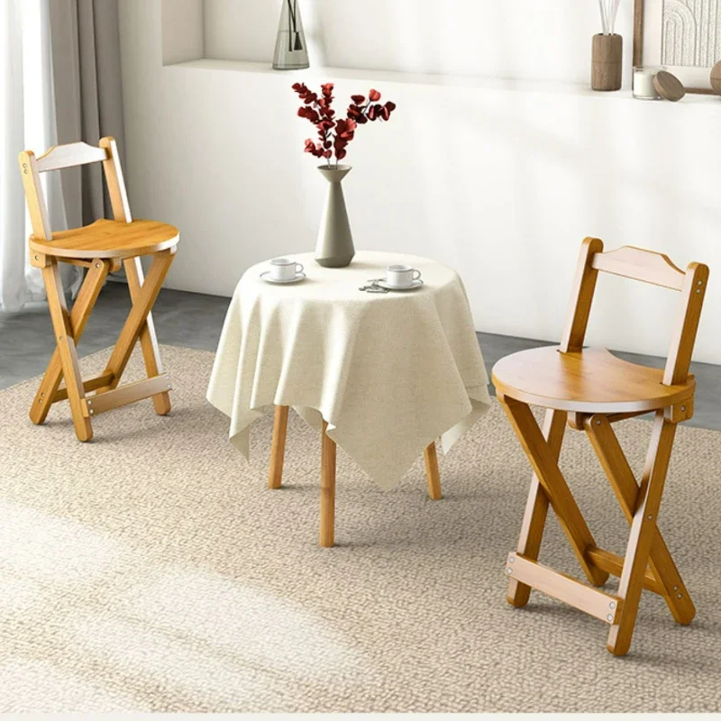 Simple Dining Chair  Art Student Dormitory Stool Multi-functional High Stool Bamboo Foldable Bar Chair for Versatile Use