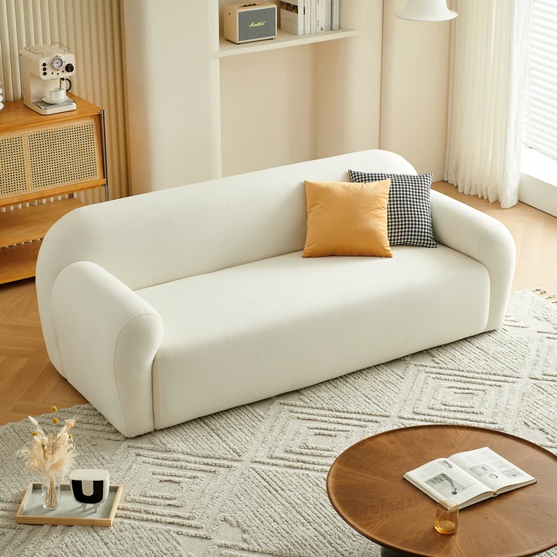 Cream Style Double Sofa Set for Small Apartments for Girls' Bedroom Beauty Salon or Clothing Store-Lamb