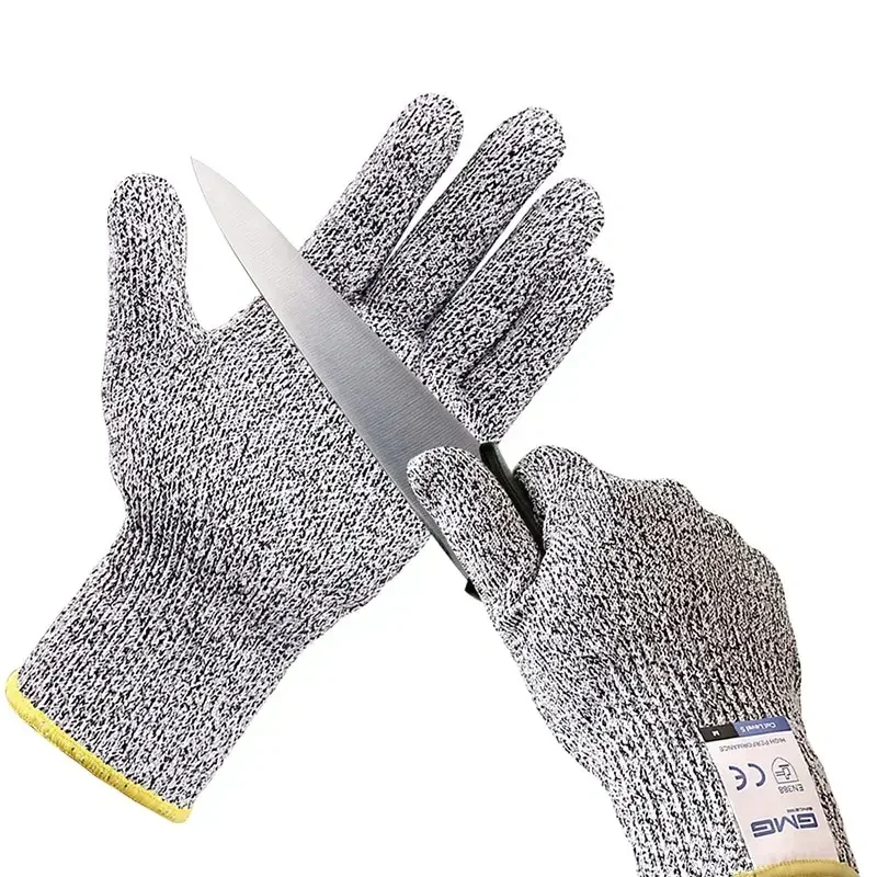 

Anti Cut Proof Gloves Hot Sale GMG Grey Black HPPE EN388 ANSI Anti Cut Level 5 Safety Work Gloves Cut Resistant Gloves