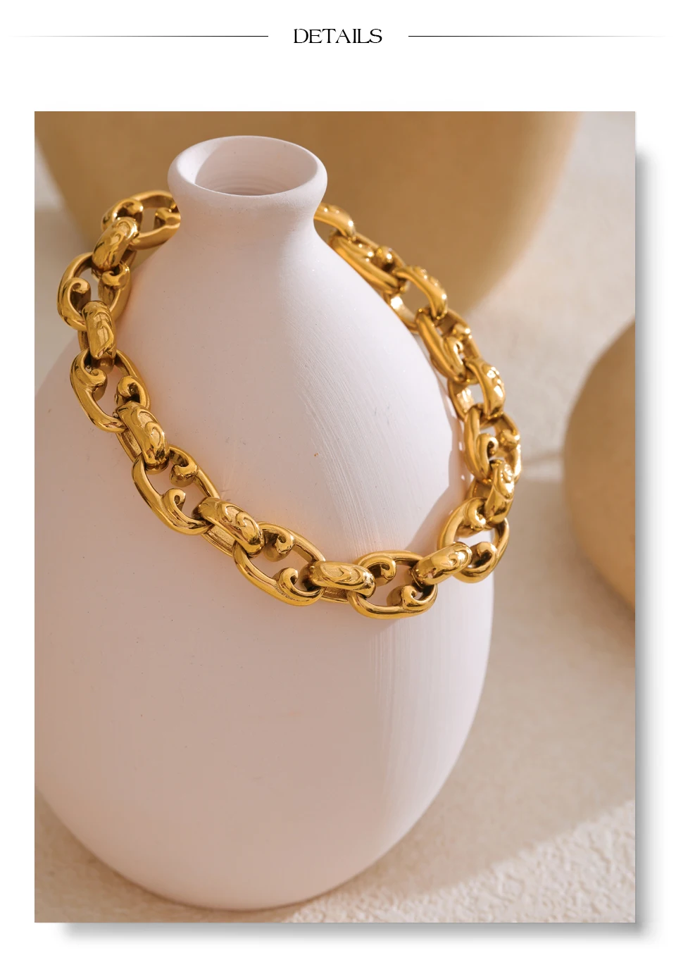 Yhpup 22 cm Edelstahl Kubanische Kette Armband Armreif 18 Karat Gold PVD Überzogene Männer Mode-Statement Hochwertiger Schmuck Wasserdicht – Detail 15