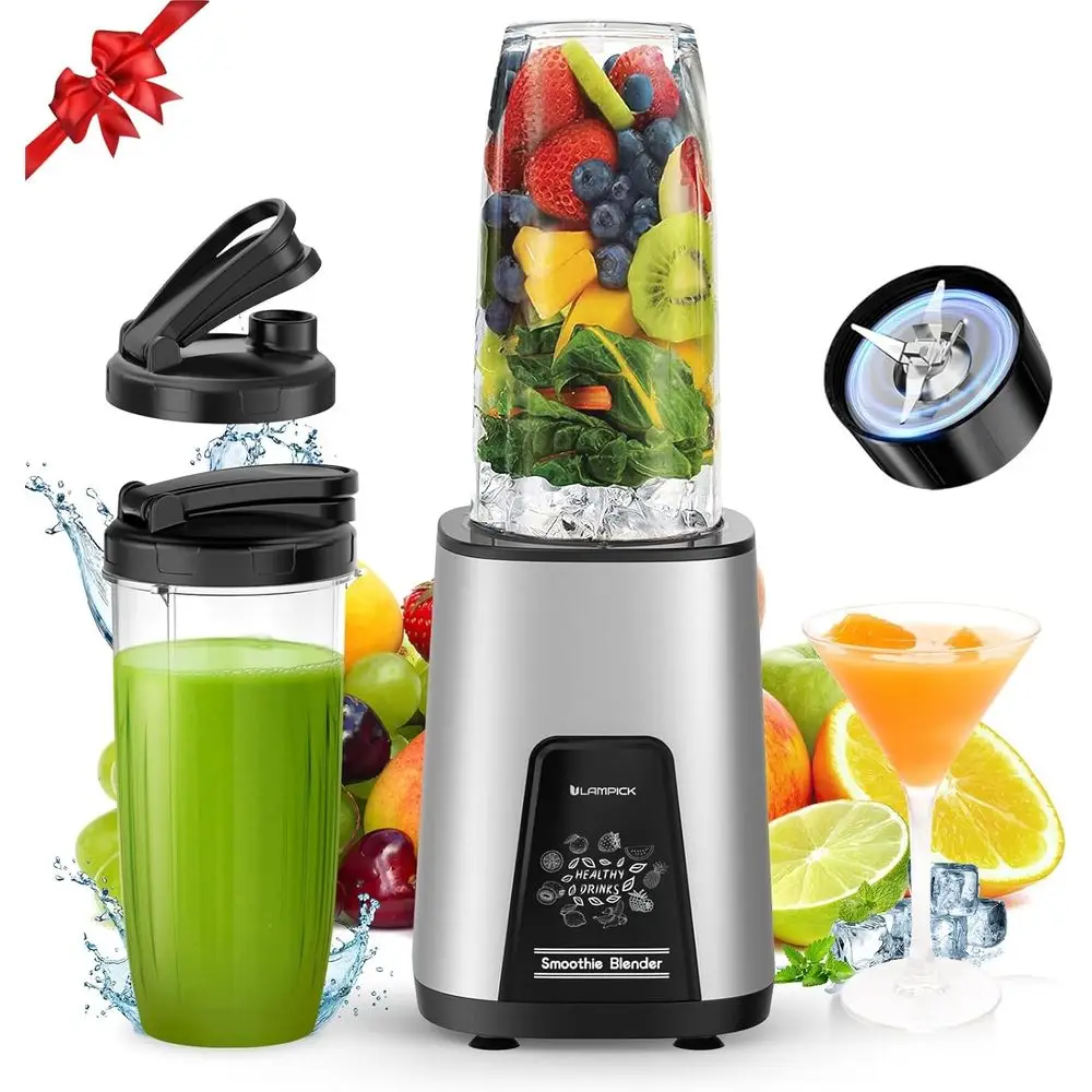 

900W Personal Blender with 2 x 22oz Cups for Smoothies, Protein Shakes, and Frozen Drinks
