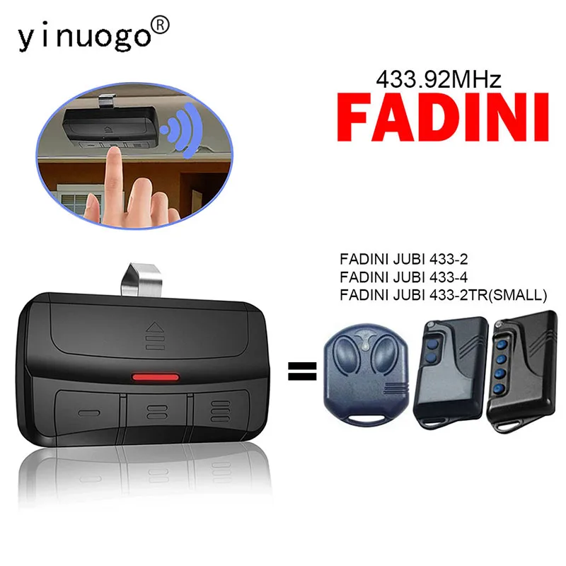 Compatible FADINI JUBI 433 433-2 433-4 433-2TR(SMALL) A Garage Door Remote Control Copier/Opener 433MHz Handheld Transmitter