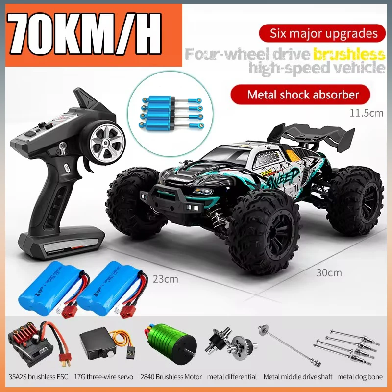 

Rc Car Off Road 4x4 High Speed 75KM/H Remote Control Car with LED Headlight Brushless 4WD 1/16 Monster Truck Toys for Boys Gift