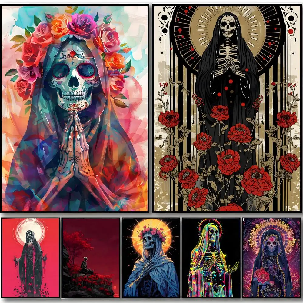 Abstract Dark Flower Graffiti Fantasy Skull Poster HD art sticky wall waterproof home bedroom bar aesthetic decoration