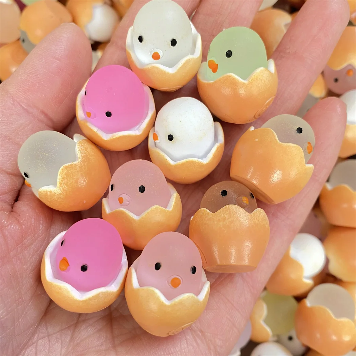 10/20/50pcs Resin Kawaii Luminous Chick Colorful Candy 3D Eggs Scrapbook DIY Phone Case Cream Gel Accessories Home Decor Crafts