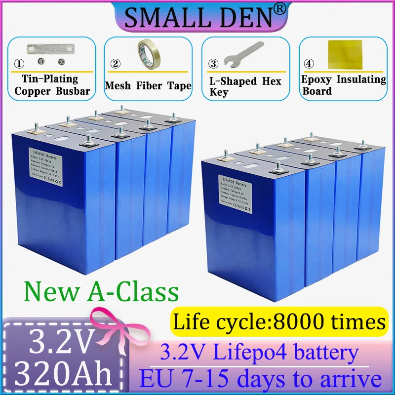 

8PCS New Lifepo4 Battery 3.2V 320AH 8000 Cycles Rechargeable Batteries DIY 12V 24V 48V RV EV Boat Golf Cart Yacht Van Cell Pack