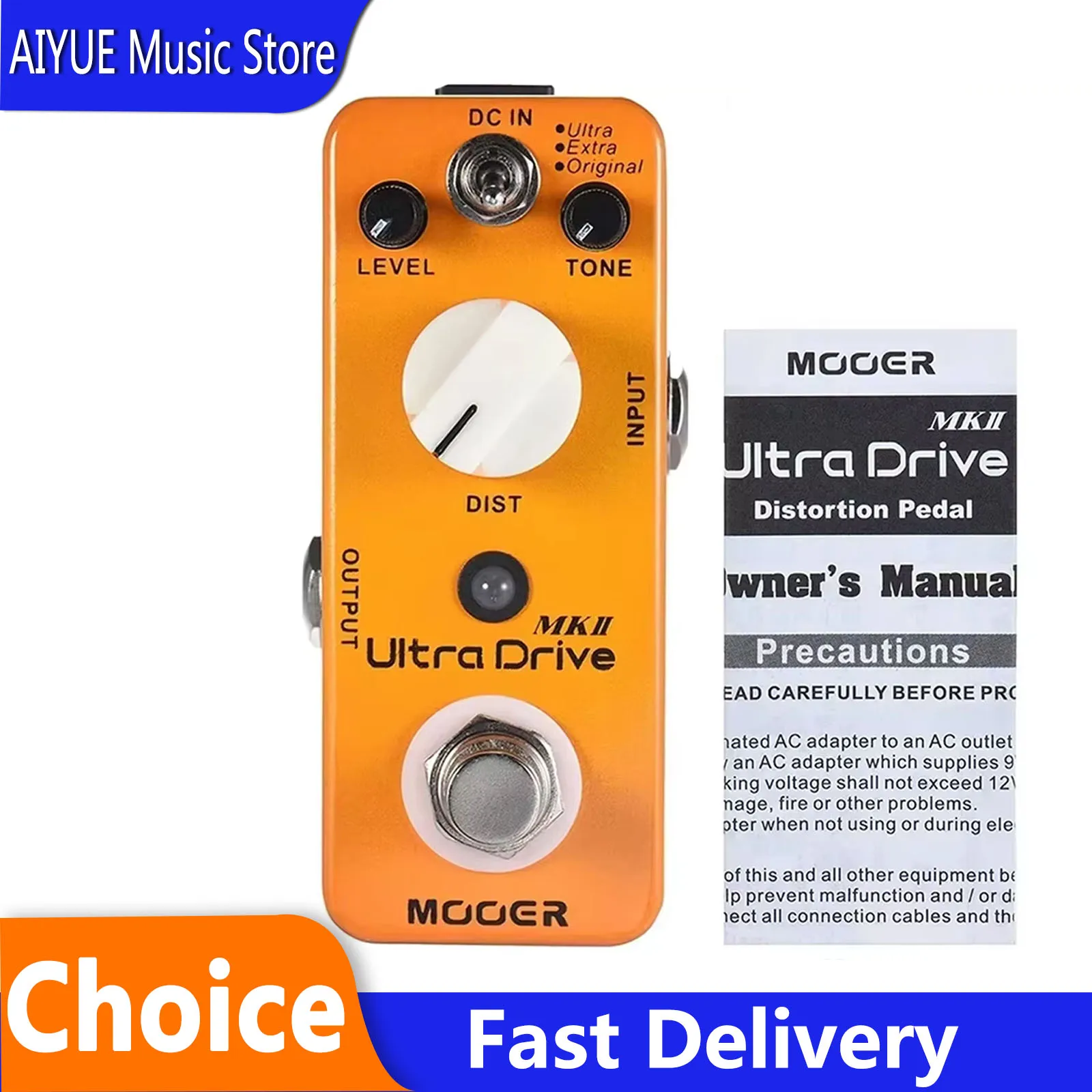 

MOOER Ultra Drive MKII Guitar Effect Pedal Distortion Synthesizer Effector True Bypass Full Metal Shell Pedal Guitar Partss