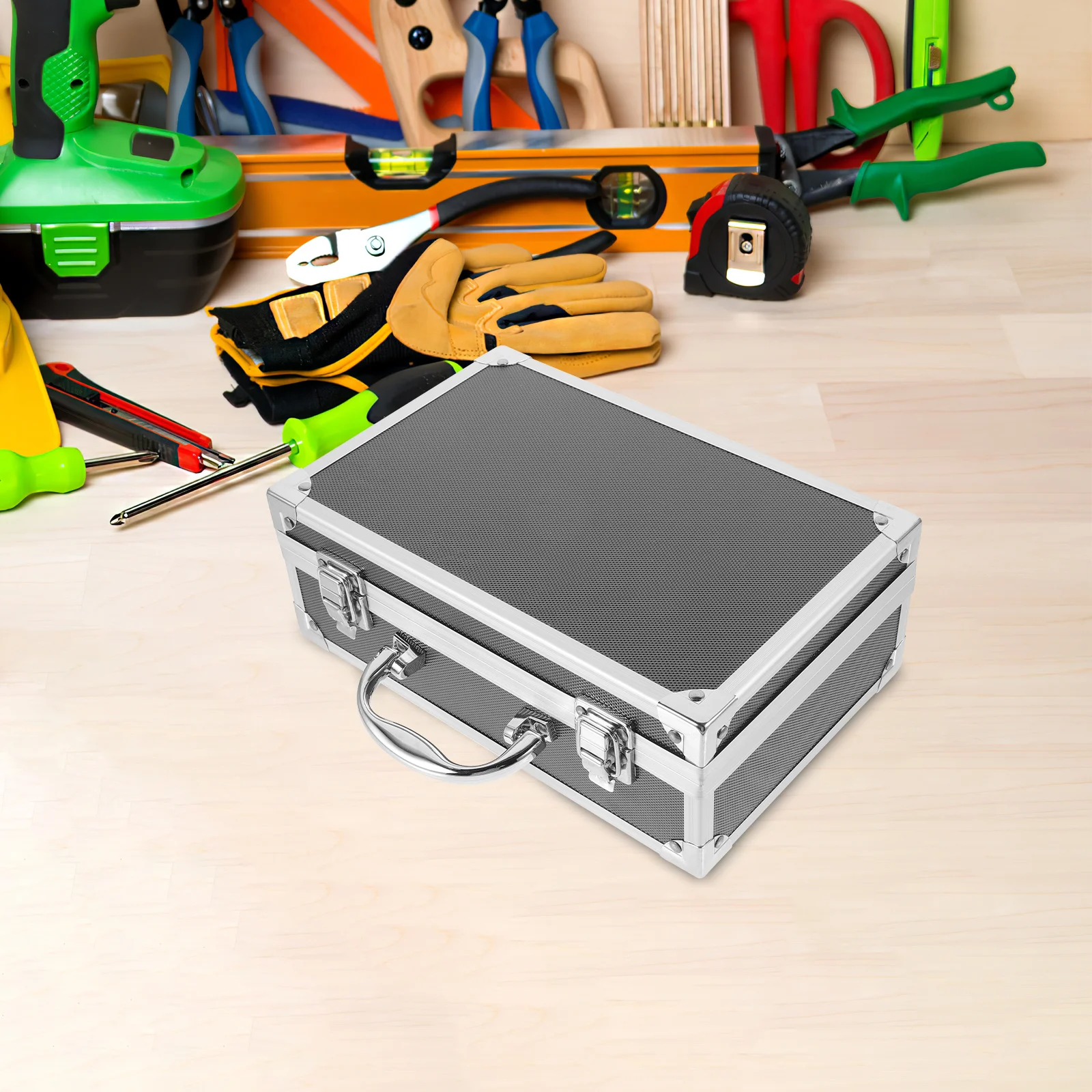Safe Portable Aluminum Alloy Tool Box Toolboxes Suitcases Storage 257X165CM Tools Handle Carrying Containers