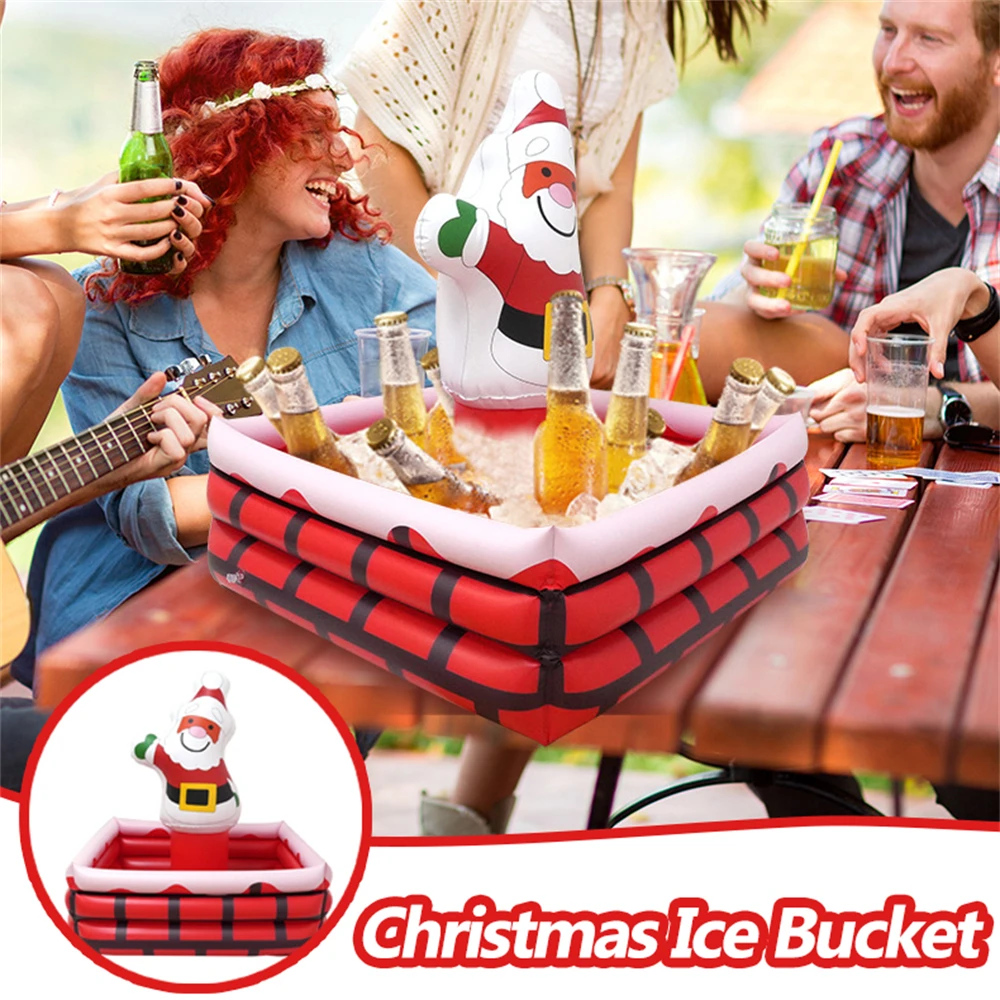 

Pvc Inflatable Christmas Ice Bucket Santa Claus Cooler Drink Holder Christmas decorations Festival Home Party Party Supplies Ba