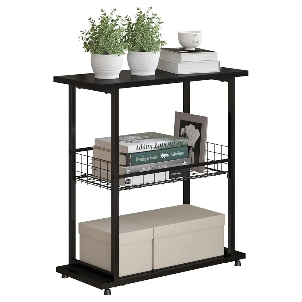 

Side Table, 3-Tier End Table, Narrow Sofa Table Bedside Table, Small Nightstand With Storage Shelf For Living Room, Study,
