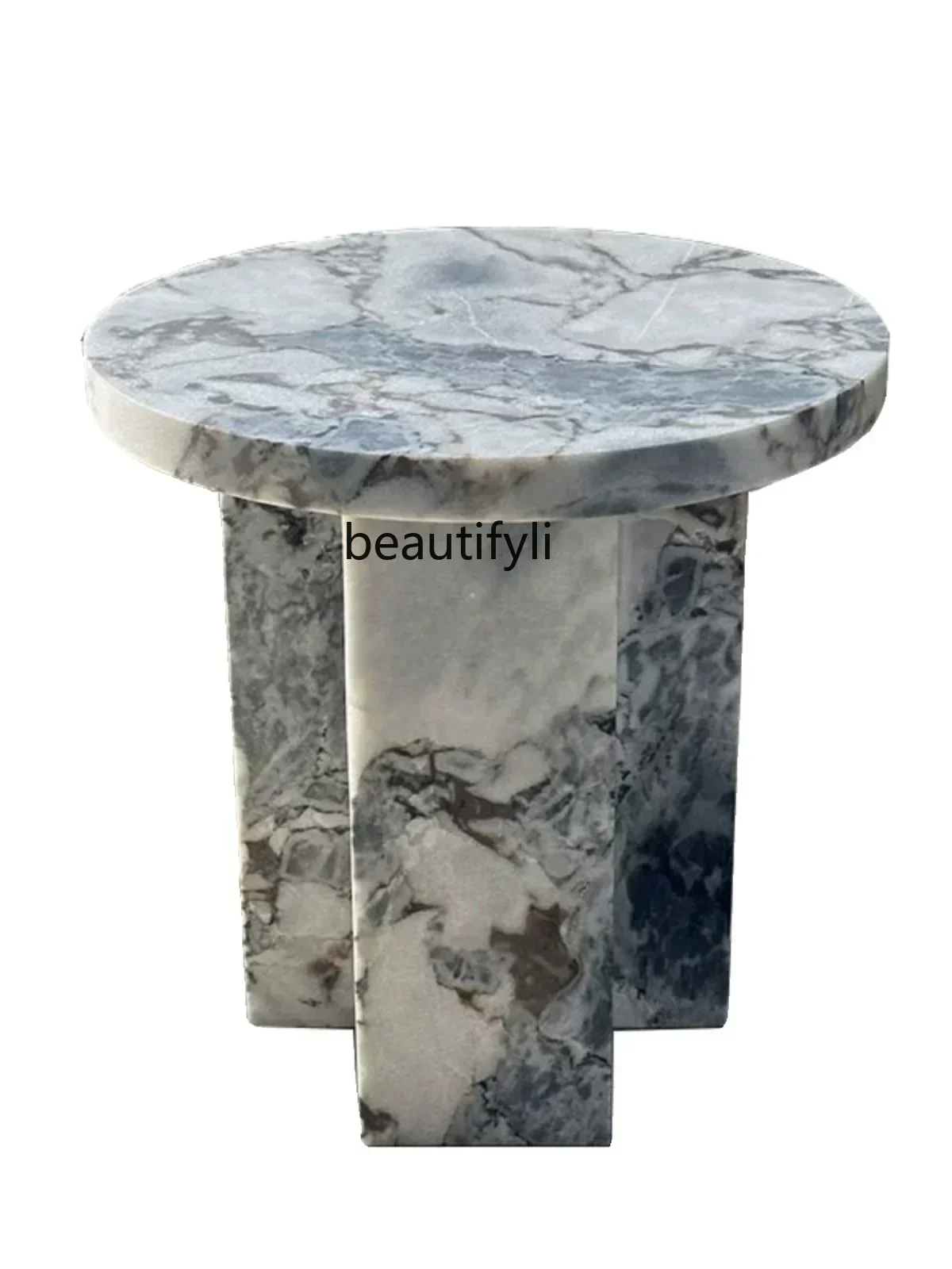 

35FG26Modern Simple and Natural Marble Side Table Living Room Sample Room Sofa and Tea Table Designer Balcony Corner Table
