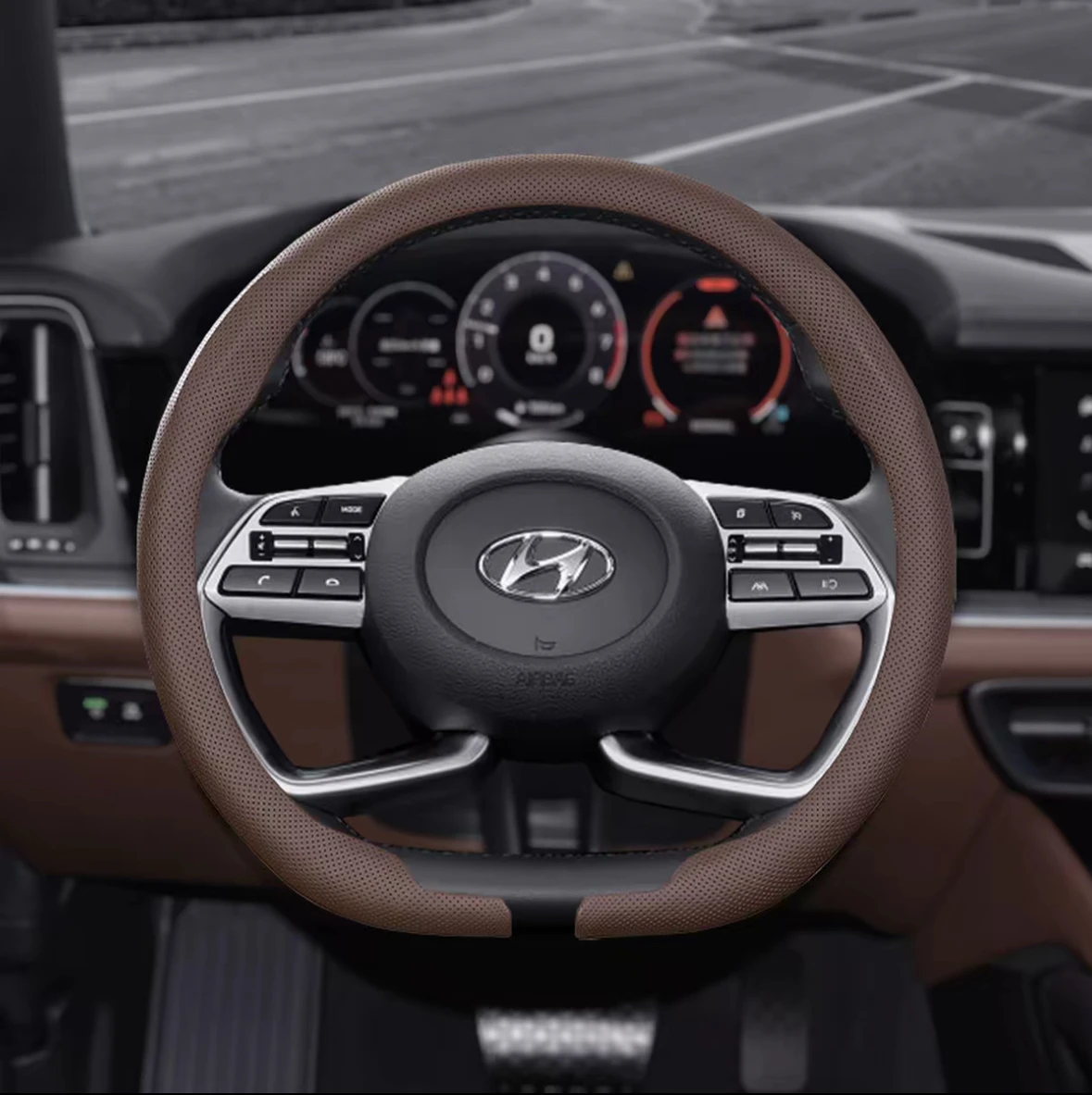 

Leather Car Steering Wheel Cover For Hyundai i10 i20 i30 i40 ix25 ix35 ix55 Tucson Palisade Santa-fe Sonata Solaris Accessories