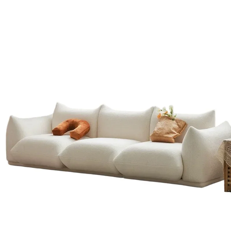 

~Nordic Living Room Simple Modern Small Apartment Minimalist Lambswool Fabric Bread Sofa