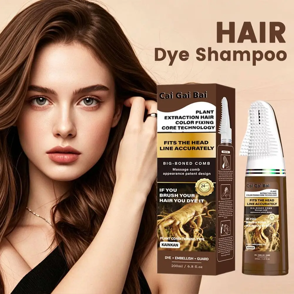 Ginger Root Extract Hair Dye Cream Plant Conditioning Essence with Comb Botanical Bubble Hair Dye Hair Color Non-Damaging