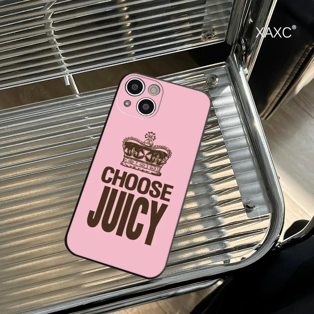 J-Juicy C-Couture Phone Case for Iphone 15 14 12 11 13 Pro Max Mini X XR XS 7 8 Max SE 2020 Soft Dark Skeleton Phone Covers