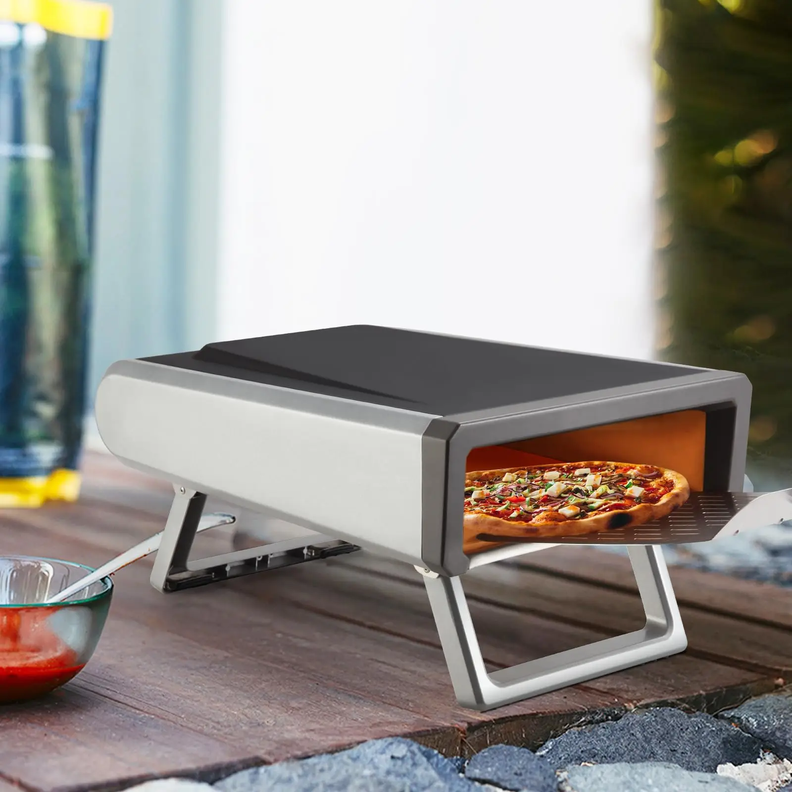 

12 Inch Gas Pizza Oven, Portable Propane Pizza Oven With High Heat For Backyard & Patio