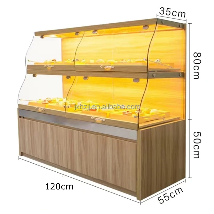 Custom.Hong Zhan  3 Three Tier Wall Mounted Display Cabinet Shelf Bakery Furniture Display Showcase for Bread Bakery Display Rac