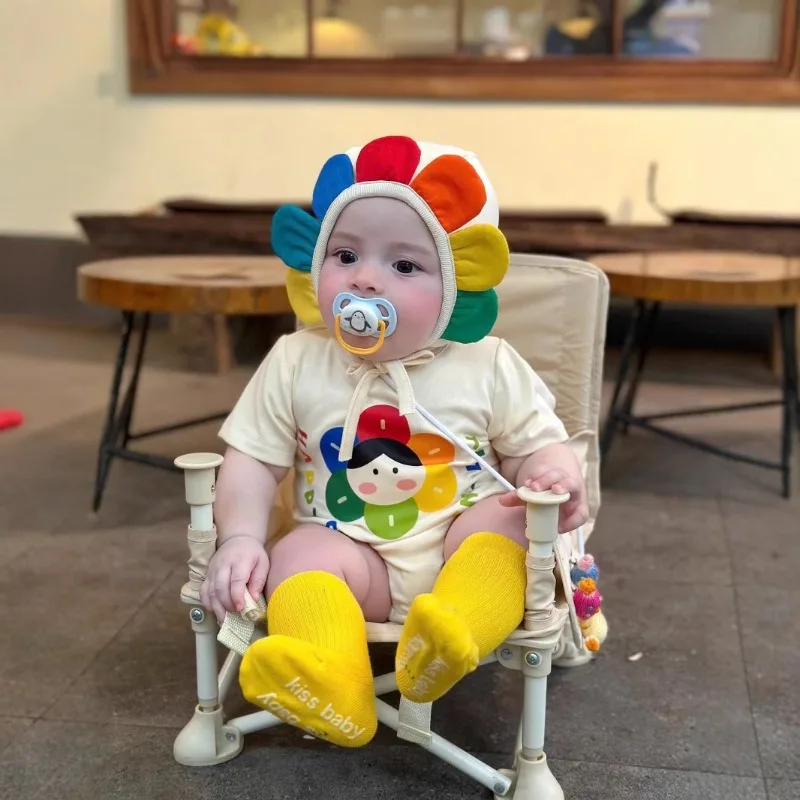 

2025 Summer New Baby Short Sleeve Cute Print Romper Korean Style Floral Crawling Outfit Kids Festival Cotton Clothes 0-24 Months