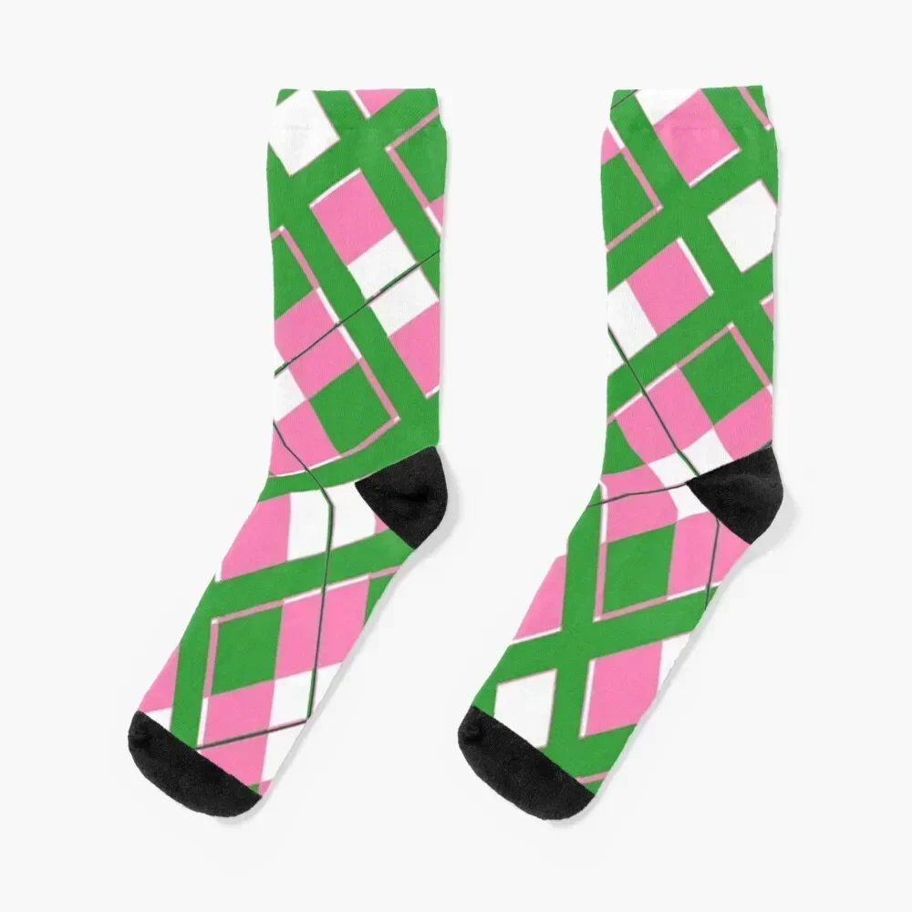 

Pink and Green Plaid aka Tartan Socks heated essential floor Socks Men Women's