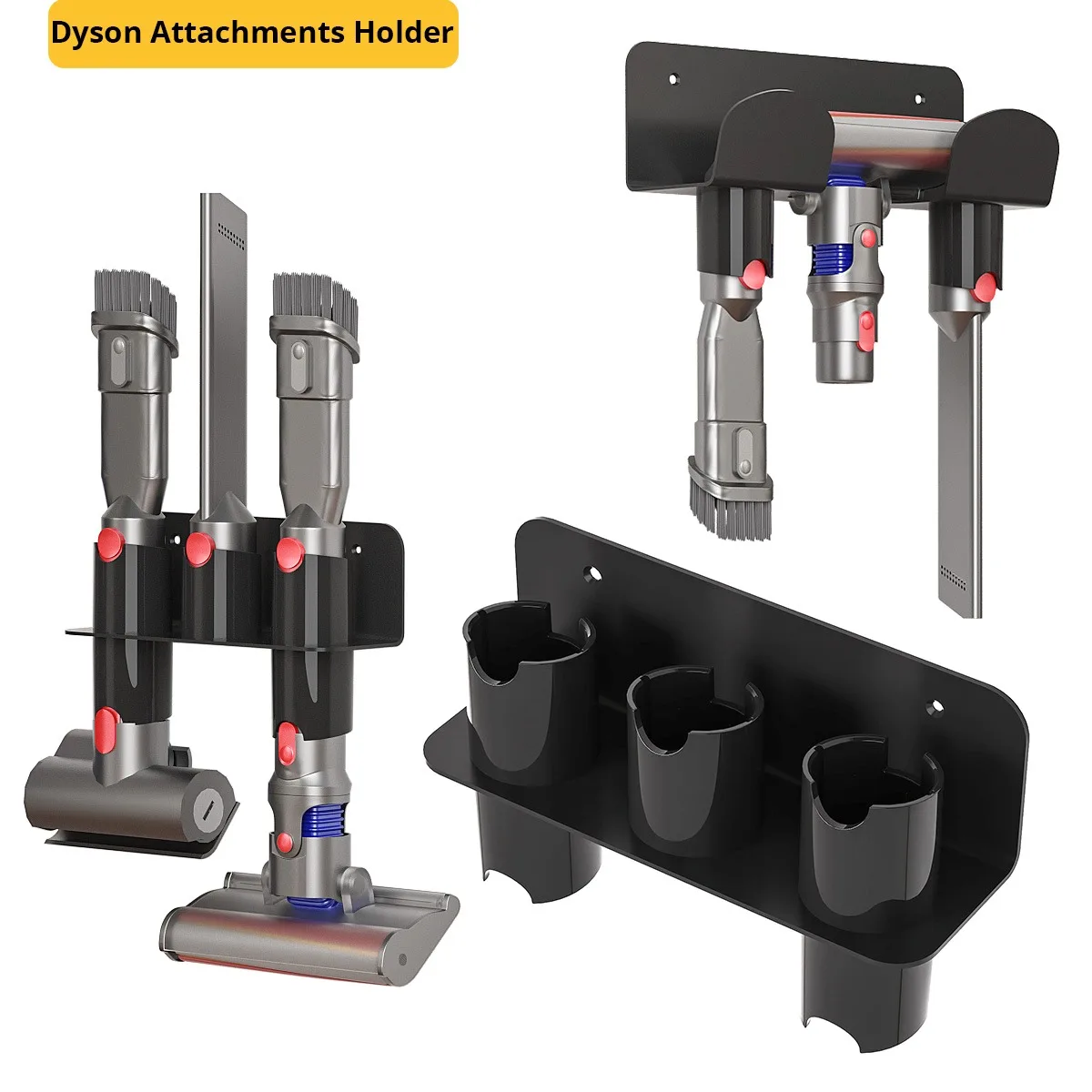 Dyson Attachments Holders Aluminum Alloy Wall Mounted Bracket Multi Storage Sockets Compatible with GEN5 V15 V12 V11 V10 V8 V7