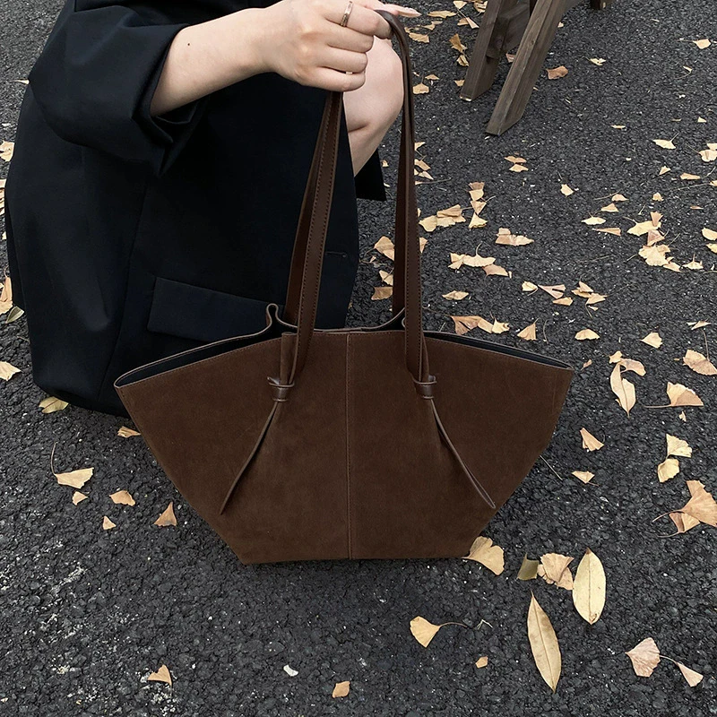Light Luxury Brand Designer Wing Bag Frosted Suede Tote Bag Solid Color Versatile Large Capacity Women Storage Underarm Bags image 2