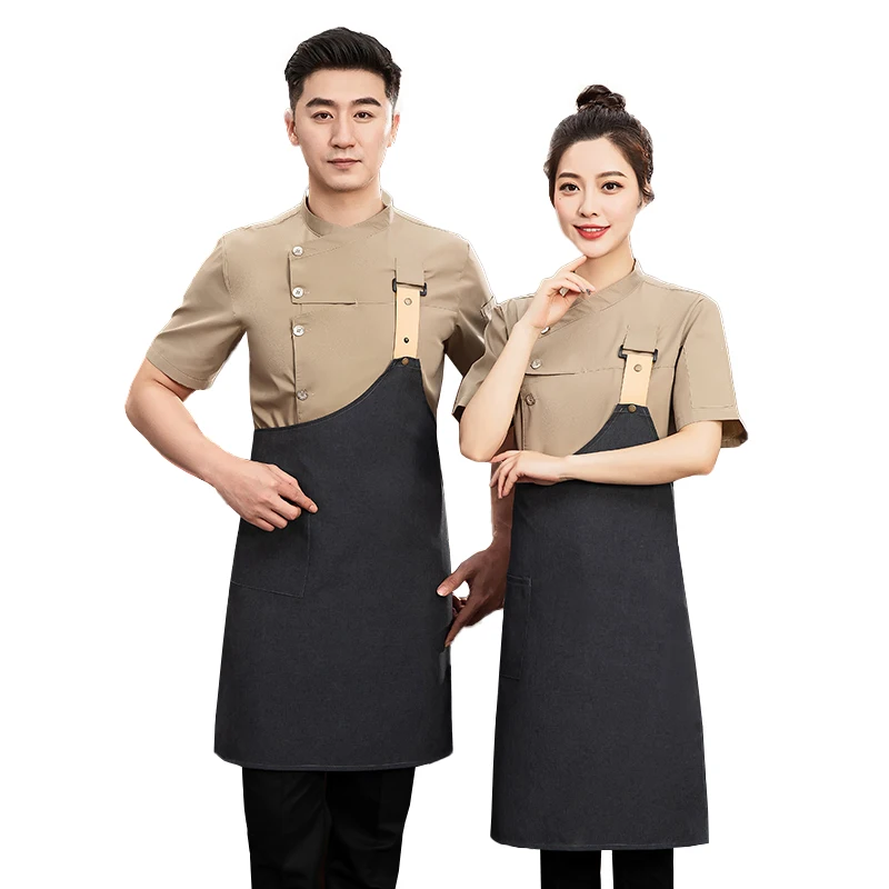 Restaurant Overalls Cook Kit Chef Uniform with A Apron Waiter's Uniform Two-piece Waiter Work Clothes Chef Suit Waiter Work Suit