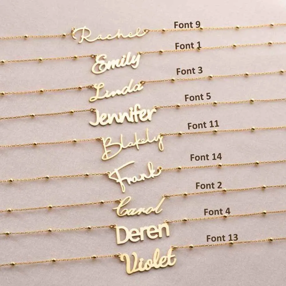 Custom Name Stainless Steel Necklace for Women Gold Color Bead Chain Personalized Necklace Jewelry Girlfriend Jewelry Gift