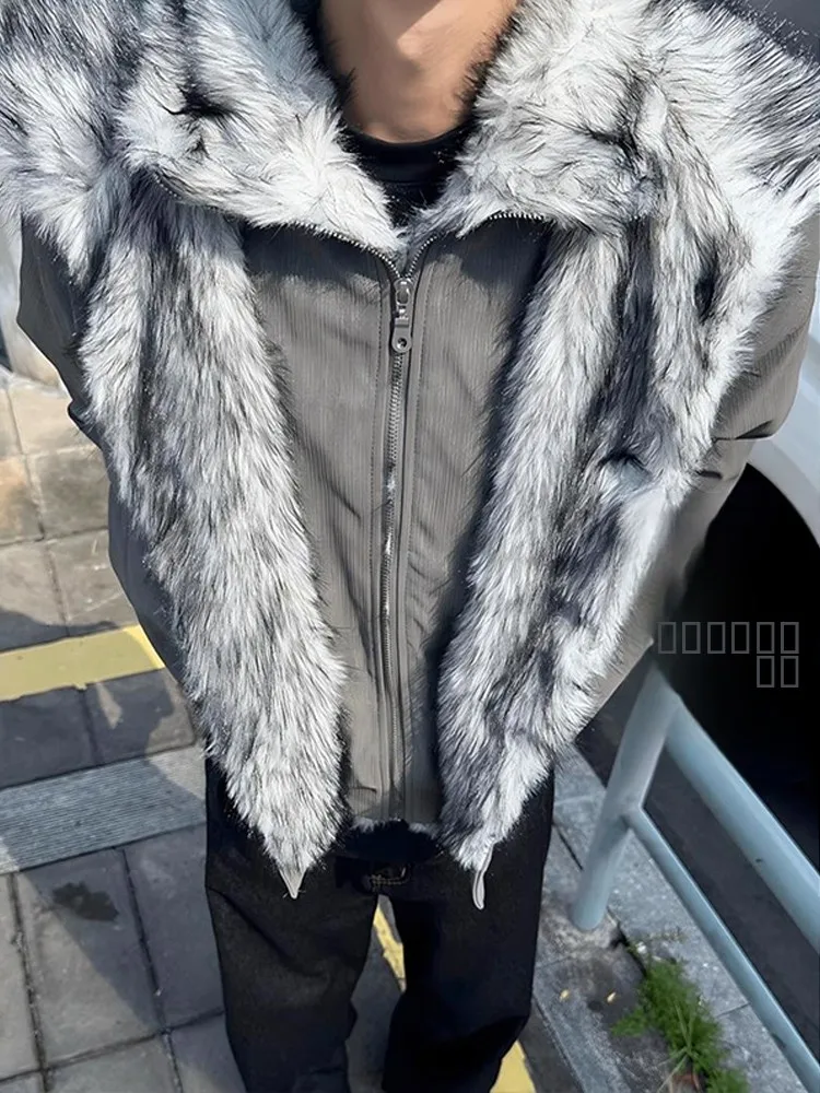 

Американский двухслойный меховой воротник Mountain Eagle Thiened, хлопковый джет, мужской осенне-зимний свободный крой, теплый полиэстер...