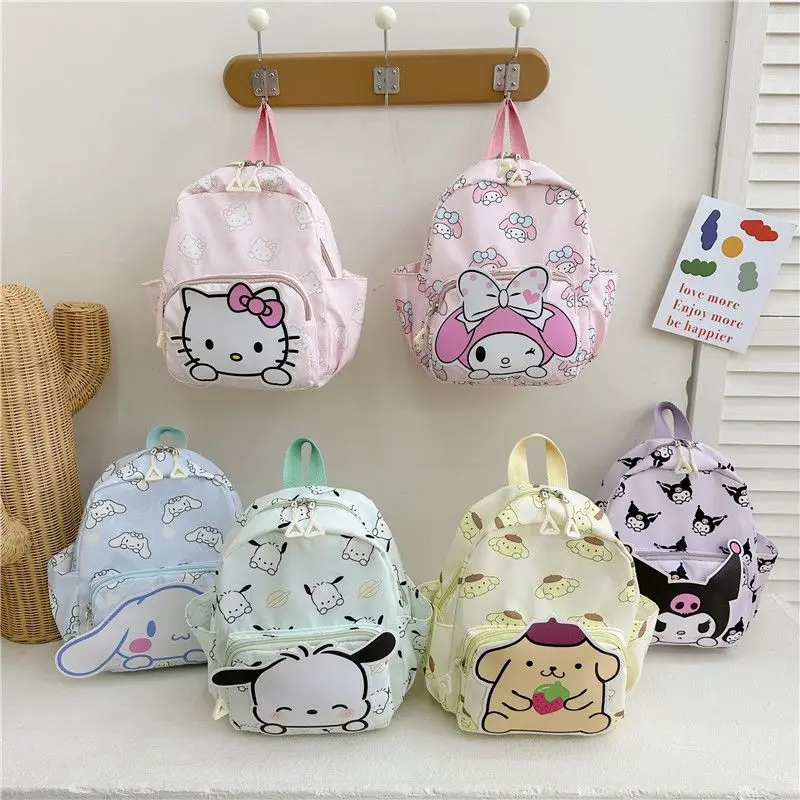 

Рюкзак Sanrio Kulomi Pacha с изображением собаки Hello Kitty корицы из ткани Оксфорд с мультяшным принтом, милые аксессуары, детская школьная сумка, подарки