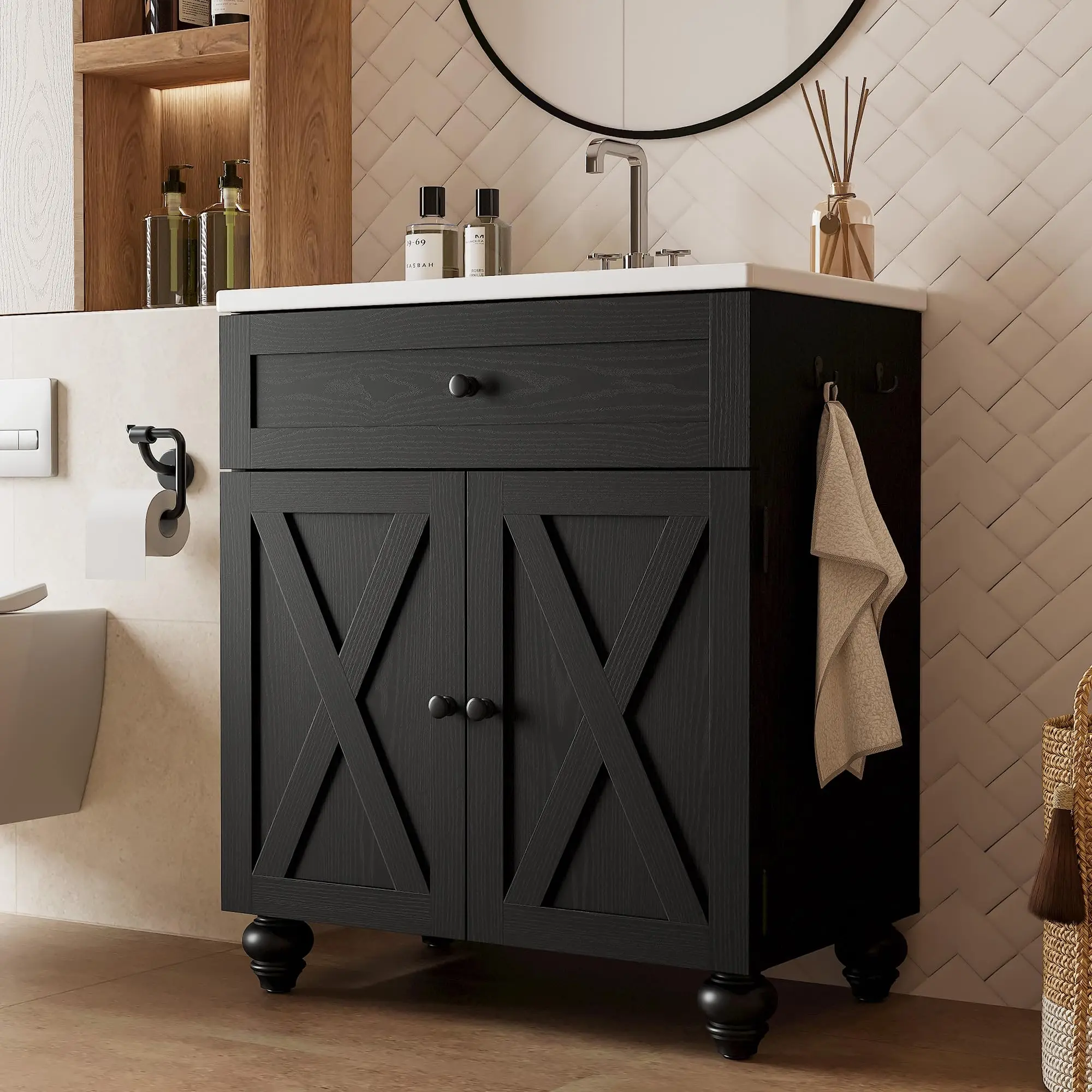 30 Inch Bathroom Vanity with Sink Easy-to-Install 30