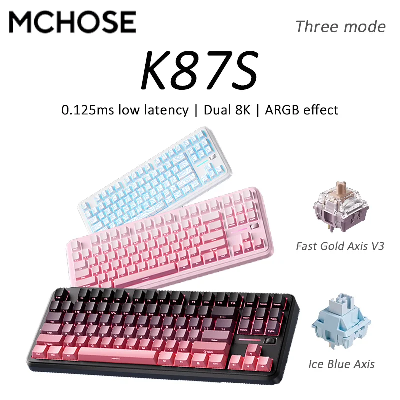 

MCHOSE K87S Mechanical Gaming Keyboard Three Model Magnetic Knob Control Hot Swappable Custom Keyboard HiFi sound 0.125ms delay