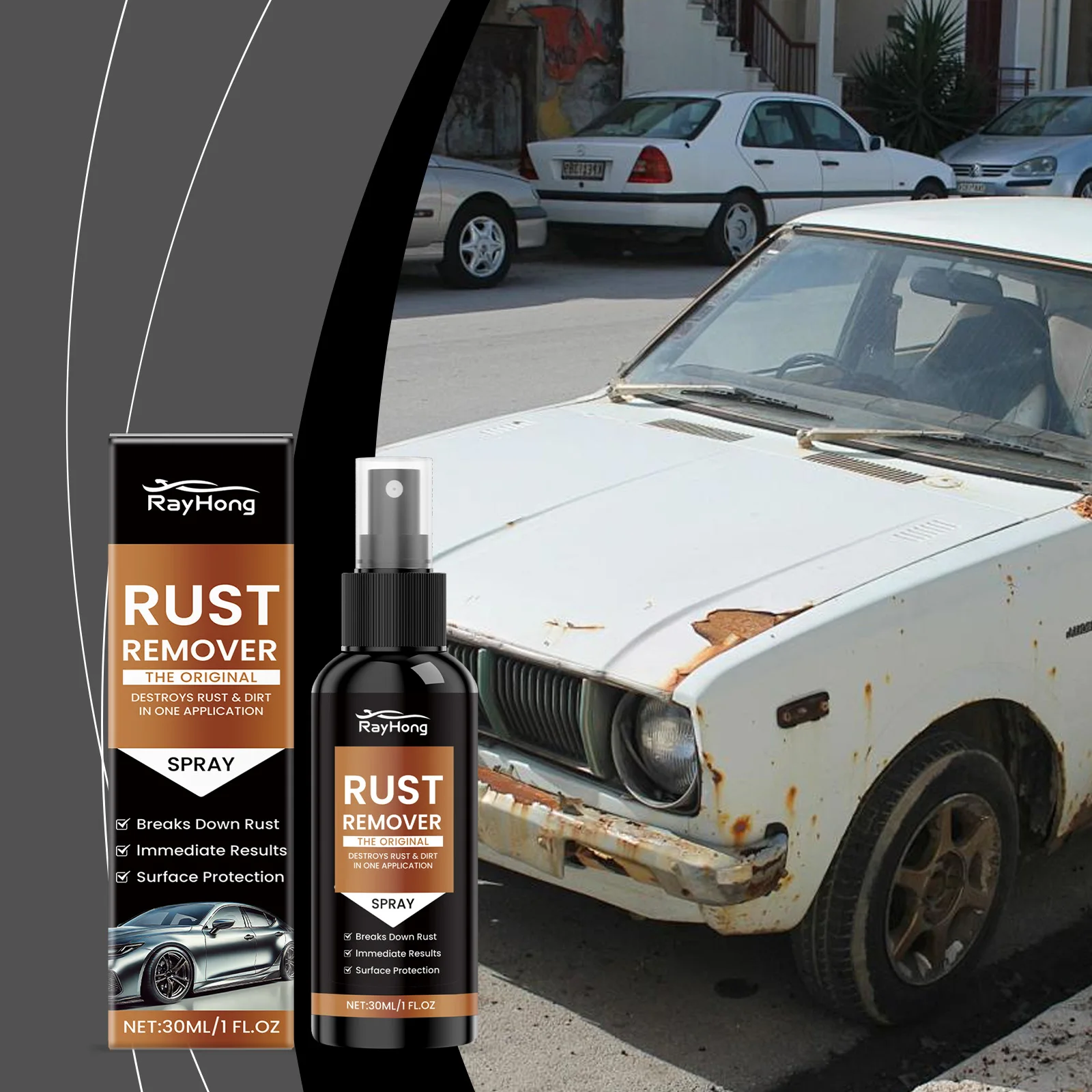 Car Rust Remover Spray Derusting Spray for Metal Rust Stain Inhibitor Paint Antioxidant Auto Iron Powder Cleaner Antirust Agent