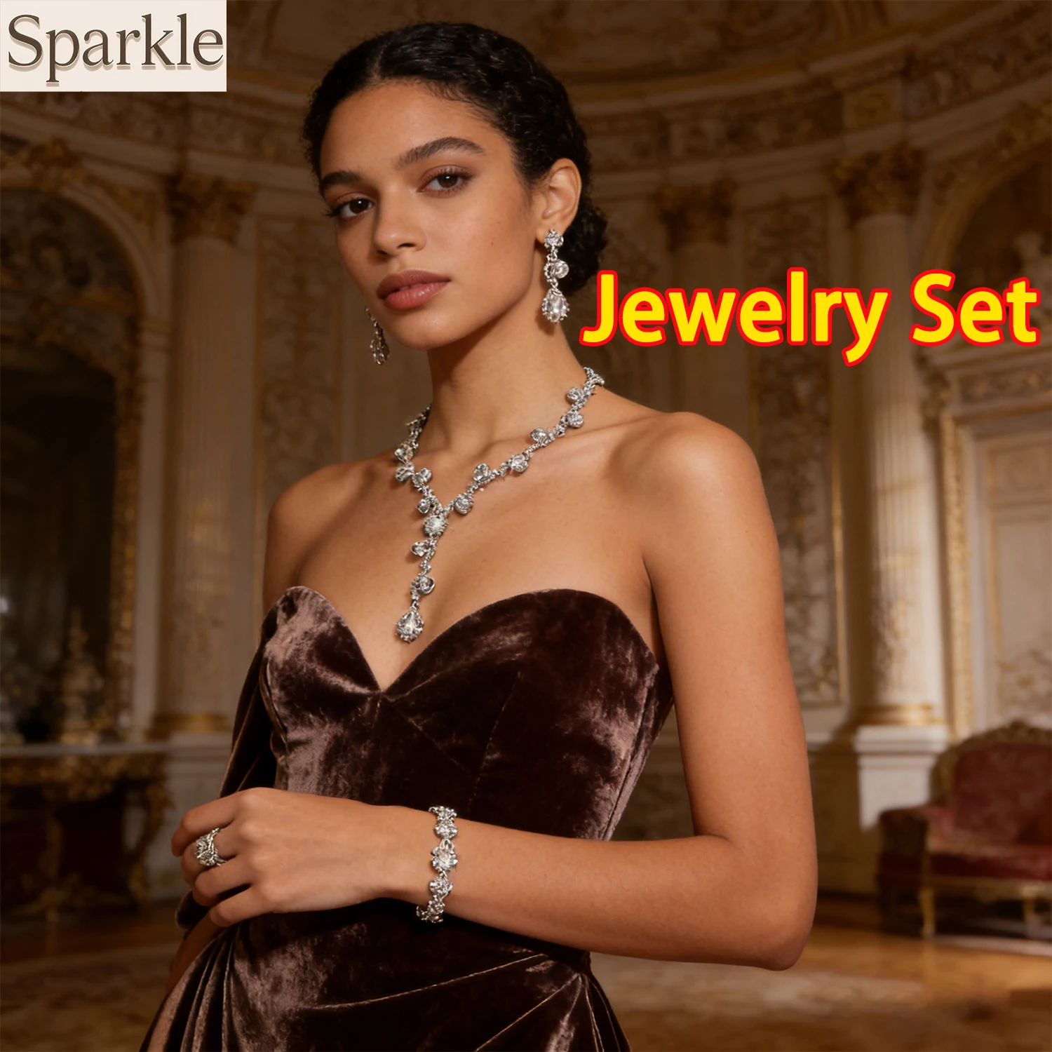 

Elegant Simulated Pearl & Crystal Bridal Jewelry Set for Women - Wedding Necklace Earrings Bracelet Combo Fashion Accessory