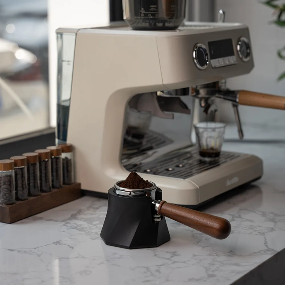 

Черный держатель тампера для кофе, нескользящее дно, регулируемая по высоте основание для тампера для кофе, спиральный узор, универсальный