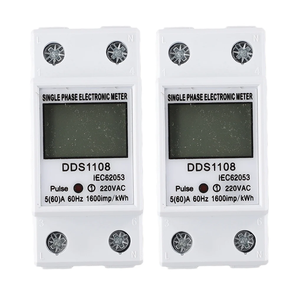 

2pcs 50A 60A DDS1108 LCD Digital Display Single Phase Energy Meter With Backlight Test Meters Detectors Accessories ﻿