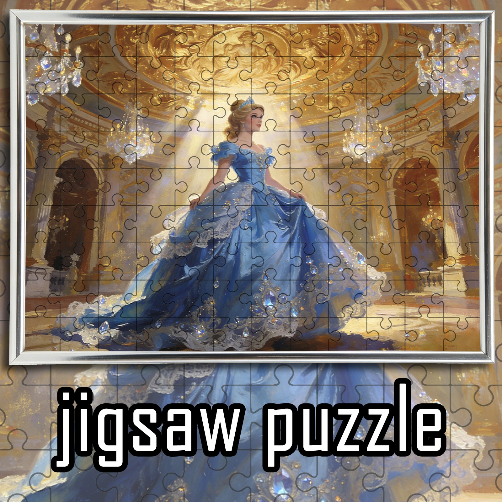 

Wooden Cinderella Royal Ballroom Puzzle 108-1000pcs, Color Box - Crystal Chandelier Light Beam Art