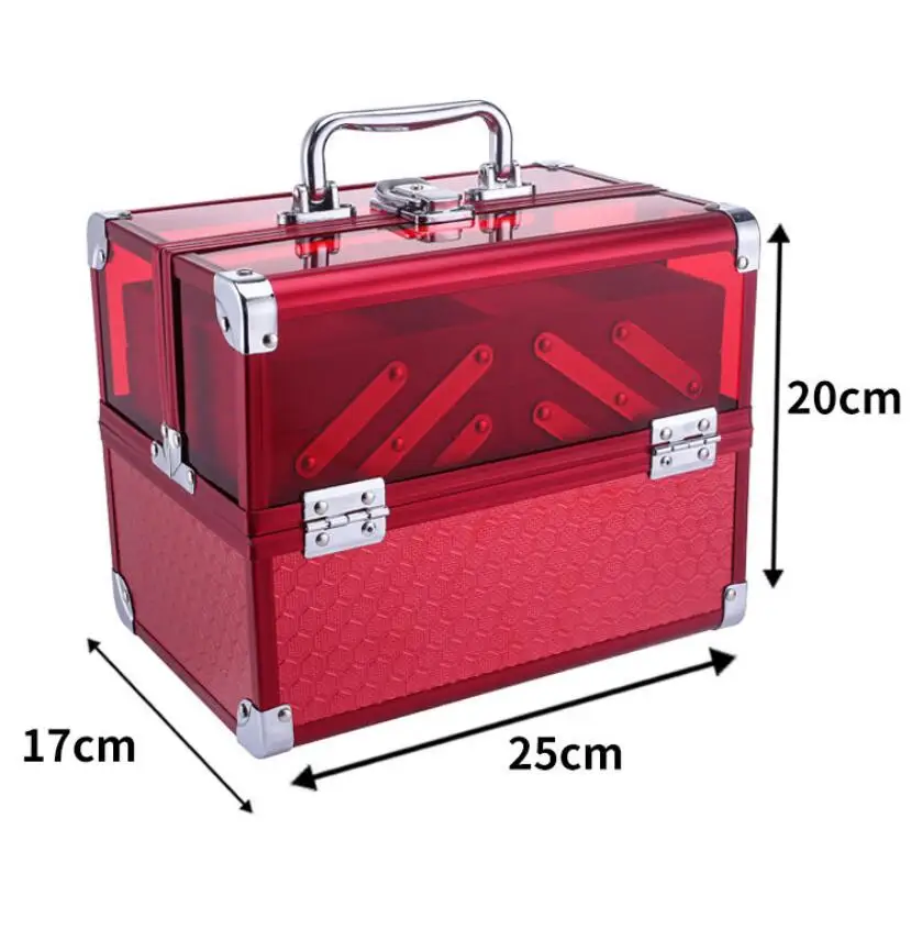 Women Cosmetic suitcase metal Cosmetic Bag Beauty Suitcase Makeup Organizer Tattoos Nail Art Tool travel Makeup Bag Makeup Box