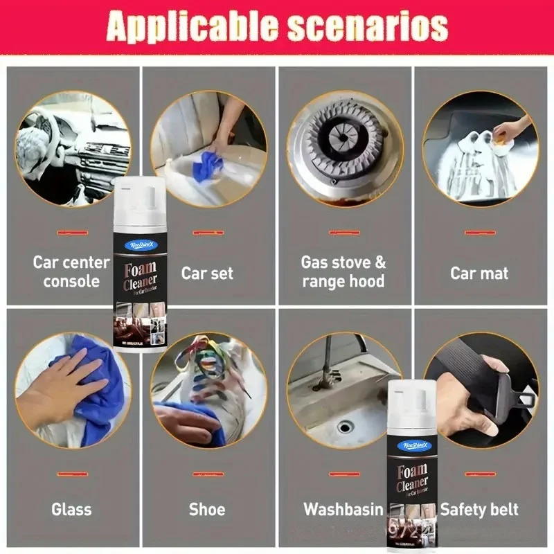 Multifunctional Foam Cleaner Car Interior Stain Removal and Cleaning Leather Seat Home Foam Cleaner Spray Maintenance Wash view 6