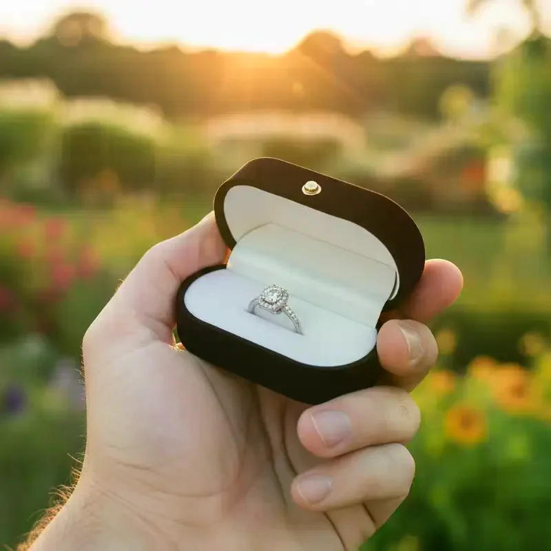 1PCS Felt Ring Box Mini Portable Jewelry Storage Box - Wedding Ring Pair Box for Ear Studs Rings Gifts Organizer Case