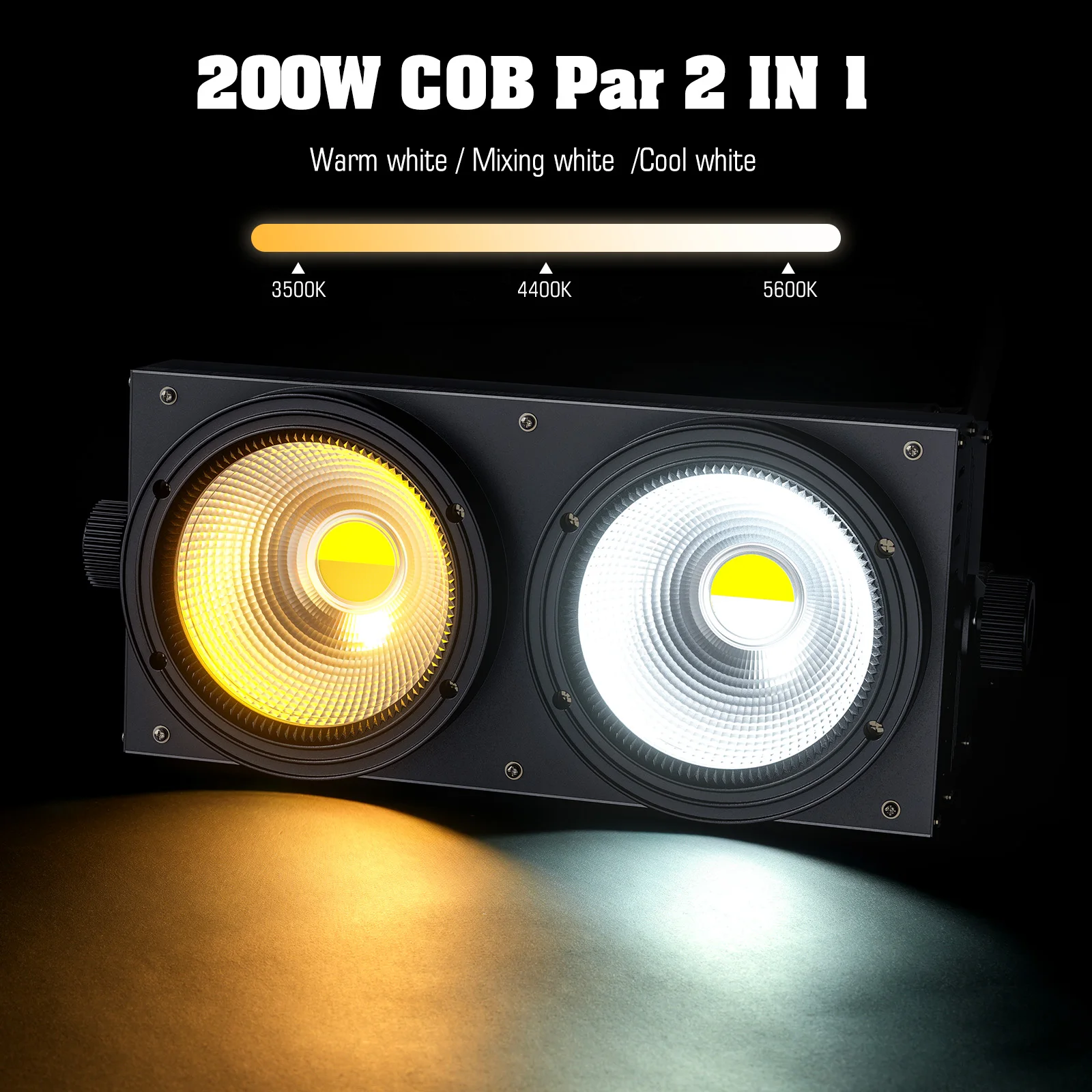 4 Pcs 200W COB Par Light 2 in 1 Cold/Warm White Light Effects Par Spotlight With DMX 8CH For Church Disco Party Wedding Lighting