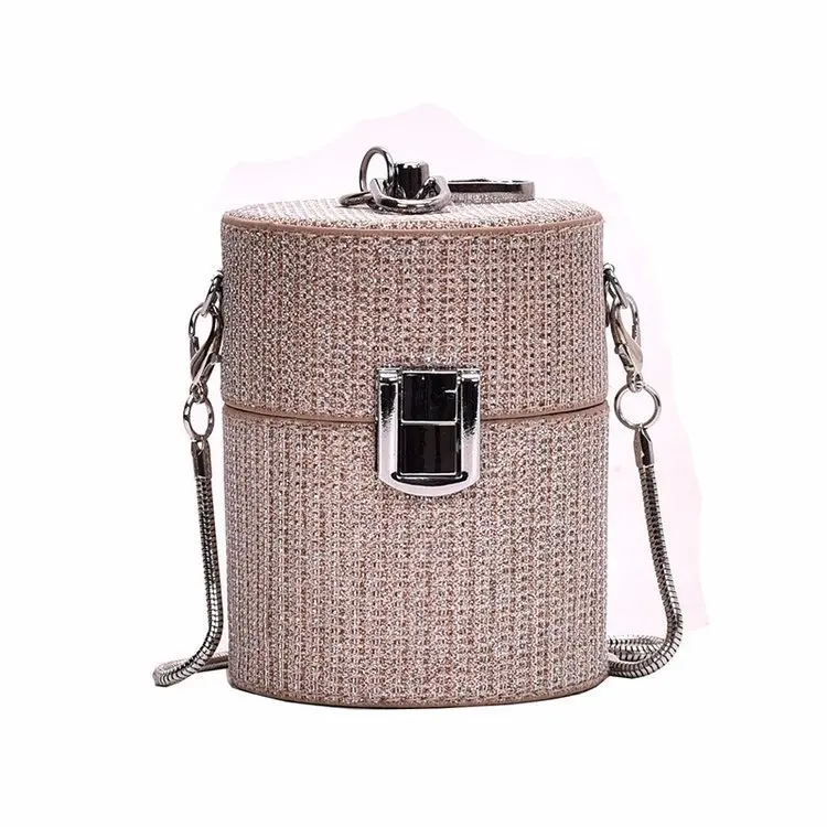 Mini Cosmetic Bag For Women Small Barrel Shape Chain Shoulder Bag Lipstick Bag Women Dinner Bag